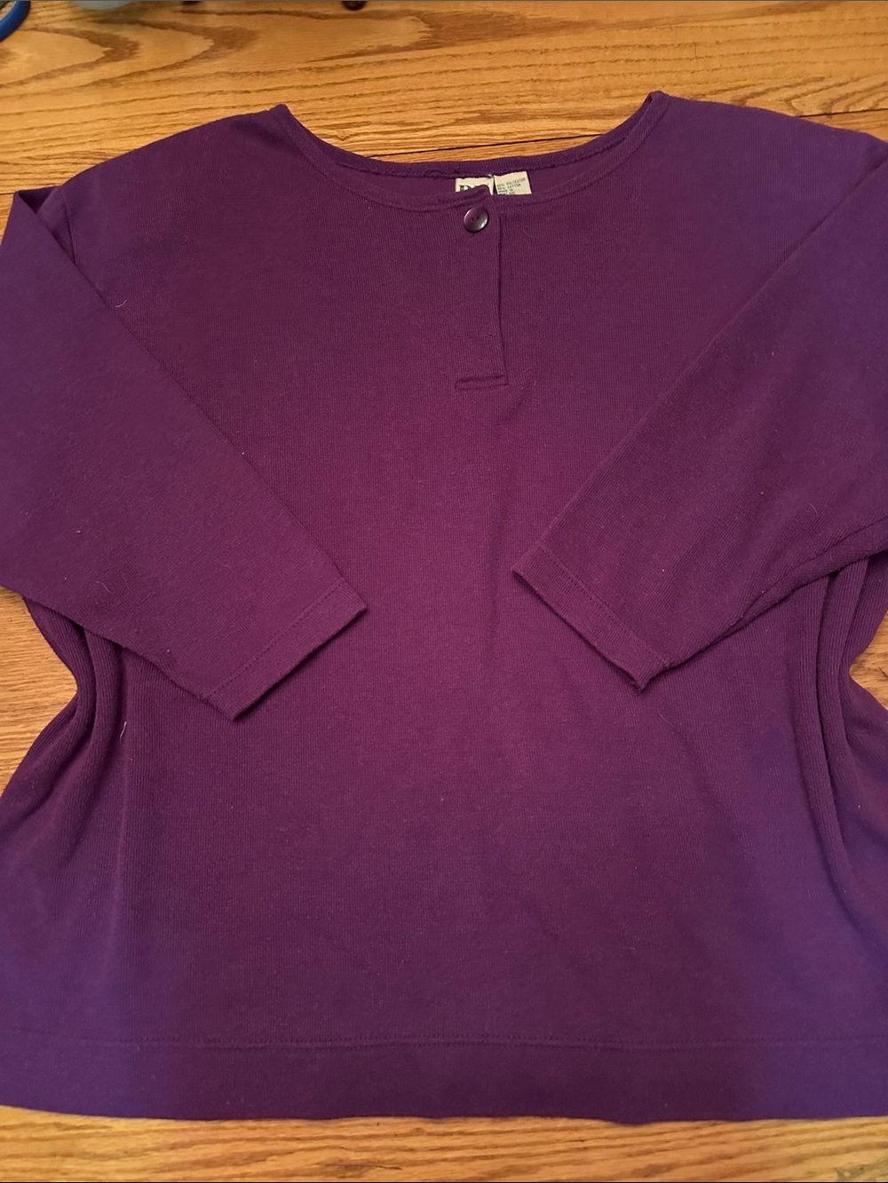 Purple Crewneck Button-Accent Sweater Top